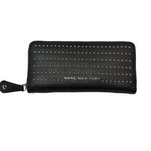 Marc New York Studded Zip Around Wallet Black Gold Continental Wristlet